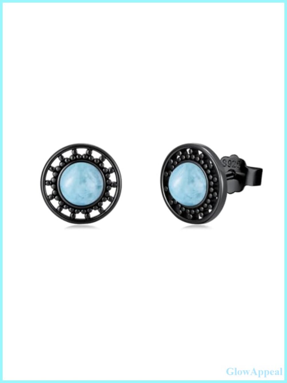 925 Sterling Silver Black Stud Earrings Hypoallergenic Punk Gothic